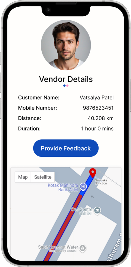 Live tracking app screen